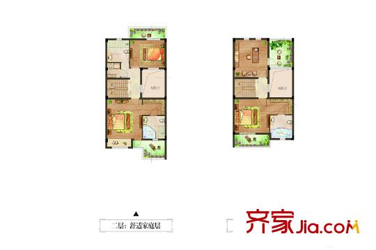 中建・城中墅联排别墅中间套户型 5室2厅3卫1厨