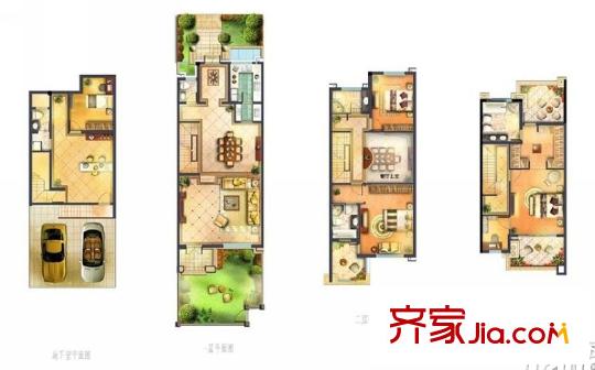 金丰・观湖铂庭F户型 3室4厅3卫1厨