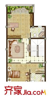 凤鸣山庄A3十六合院329平米户型二层 2室1厅2卫