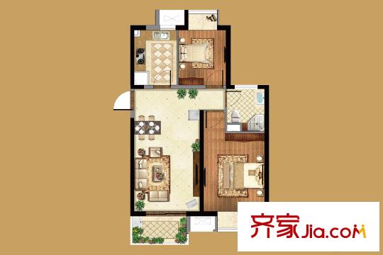 无锡万达文化旅游城超高层A4-2户型 2室2厅1卫1厨