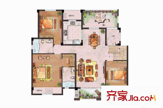 中建・城中墅洋房豪景户型 4室2厅2卫1厨