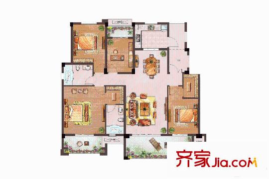 中建・城中墅洋房怡景户型 4室2厅2卫1厨