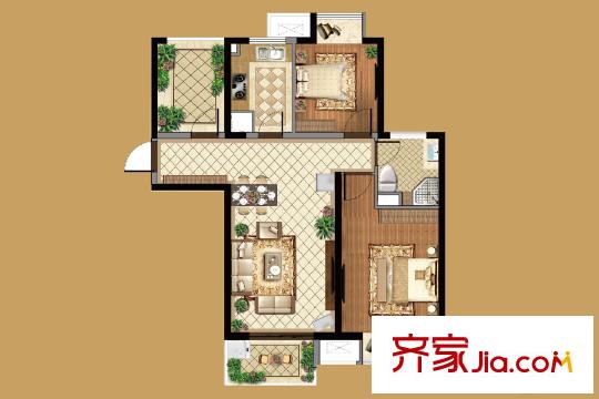 无锡万达文化旅游城超高层A4户型 2室2厅1卫1厨