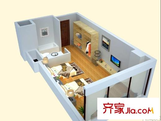 百乐和园戴斯酒店户型一 1室1厅1卫