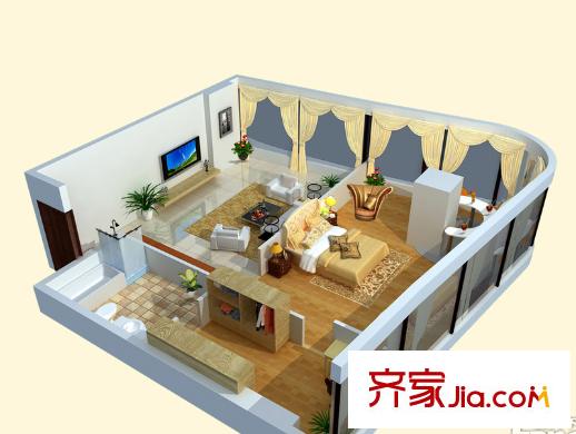 百乐和园戴斯酒店户型二 1室1厅1卫