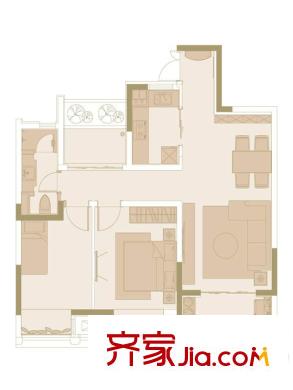 苏宁悦城C户型 3室2厅1卫