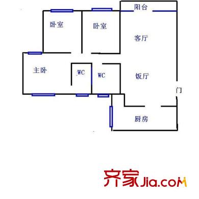 湖畔山莊 3室 戶型圖