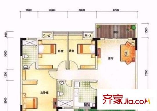 湖畔山莊 3室 戶型圖