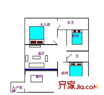 湖畔山莊 3室 戶型圖