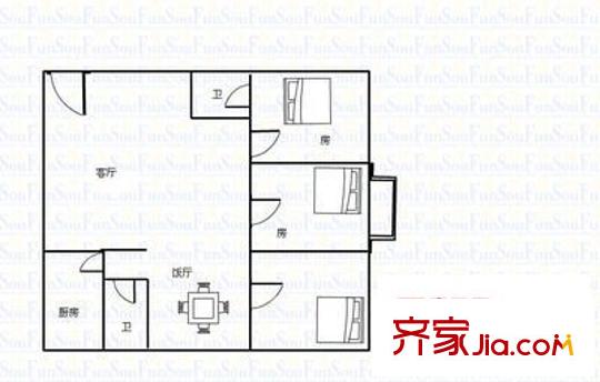天鵝花園 3室 戶型圖