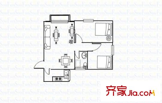 華都花園二期 2室 戶型圖