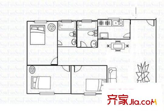 華都花園二期 3室 戶型圖