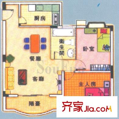 雅翠花園戶(hù)型圖2室2廳1衛(wèi)1廚