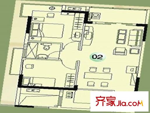 長富廣場 1室 戶型圖