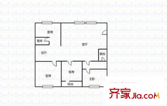 天鵝花園 3室 戶型圖