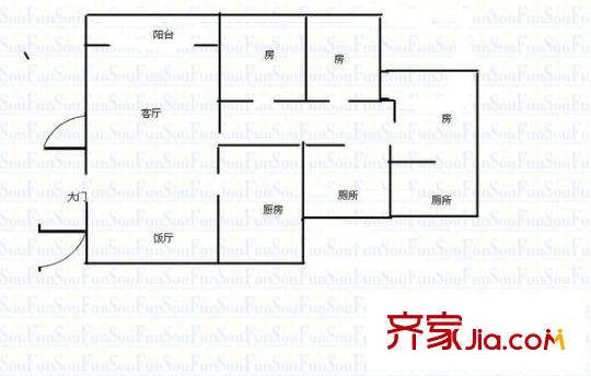 華都花園二期 3室 戶型圖