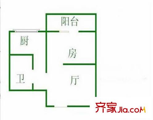 花園新村 1室 戶型圖