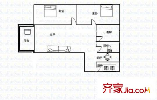 聚龍灣 2室 戶型圖