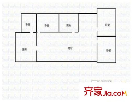 城市大廈 4室 戶型圖
