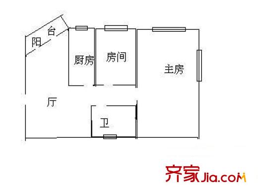 城市大廈 2室 戶型圖