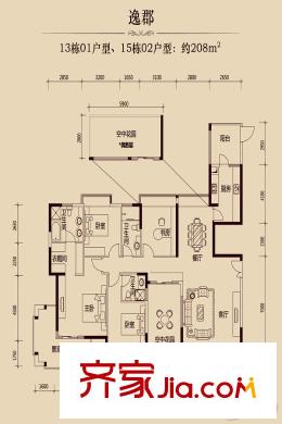藍(lán)山錦灣三期15棟02戶型 4室2廳2衛(wèi)1廚