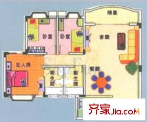 雅翠花園戶(hù)型圖3室2廳2衛(wèi)1廚