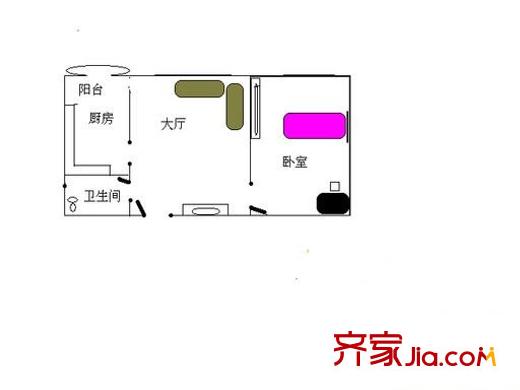 合和商住樓 1室 戶型圖