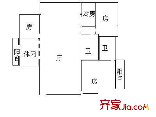 城市大廈 2室 戶型圖