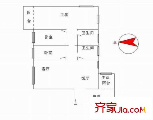 太平廣場(chǎng)花園 3室 戶型圖