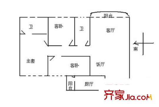 萬科城市高爾夫花園 3室 戶型圖