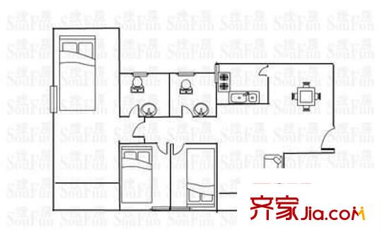 常平萬科城 3室 戶型圖