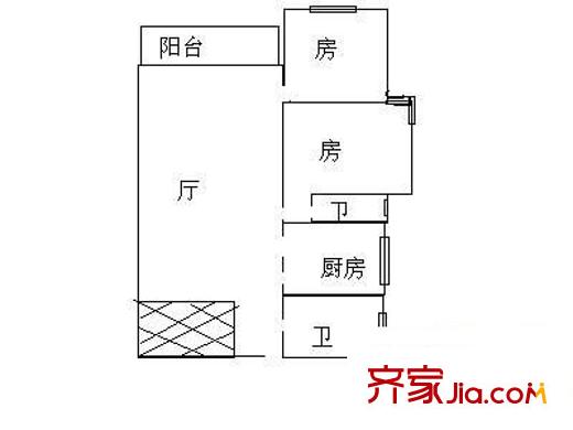 新安大廈 2室 戶型圖