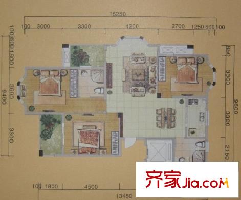 長安花園 3室 戶型圖
