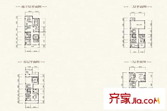藍山錦灣三期聯(lián)排別墅D戶型 5室2廳5衛(wèi)1廚