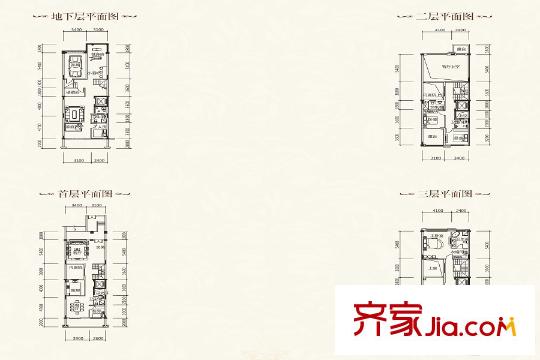藍山錦灣三期聯(lián)排別墅E戶型 5室2廳5衛(wèi)1廚