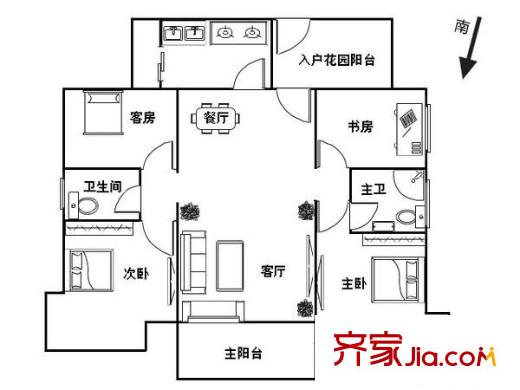 東泰花園康怡居 4室 戶型圖