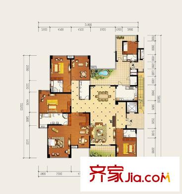 龍泉圣達(dá)菲一期B戶型10#-12#標(biāo)準(zhǔn)層 6室2廳5衛(wèi)