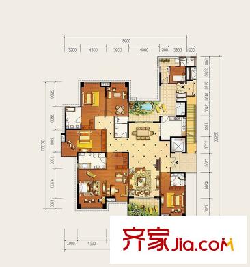 龍泉圣達(dá)菲一期C戶型7#-9#標(biāo)準(zhǔn)層 6室2廳5衛(wèi)