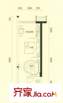葵花里戶型圖標(biāo)準(zhǔn)層?xùn)|南向C戶型 1室1廳1衛(wèi)