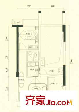 葵花里戶型圖標(biāo)準(zhǔn)層西南向B戶型 2室2廳1衛(wèi)