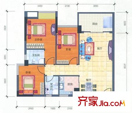公園?上座戶(hù)型圖東苑花園  3室 戶(hù)型圖 3室2廳1衛(wèi)1廚