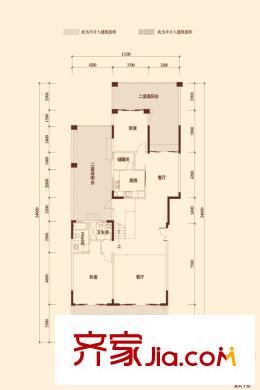 公園大地戶型圖19棟B座03戶型復(fù)式下層 5室3廳4衛(wèi)1廚