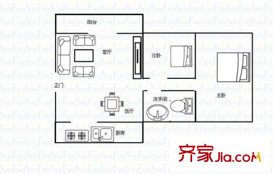 常平萬科城 2室 戶型圖
