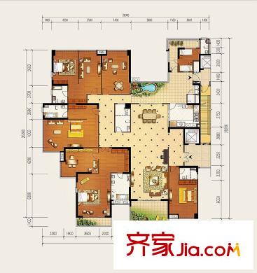 龍泉圣達(dá)菲一期A戶型1#-6#標(biāo)準(zhǔn)層 6室2廳6衛(wèi)