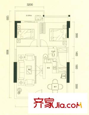 葵花里戶型圖標(biāo)準(zhǔn)層西南向A戶型 2室2廳1衛(wèi)