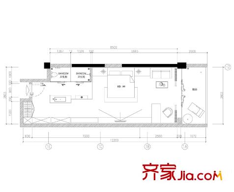 東能銀灘1棟A戶型 1室1廳1衛(wèi)
