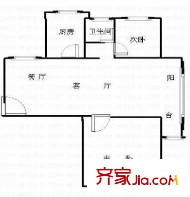 長安科技新村戶型圖戶型2 2室2廳2衛(wèi)1廚