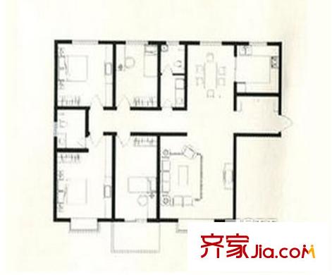 長安鎮(zhèn)中心區(qū)小區(qū)戶型圖長安中心區(qū)小區(qū) 4室 戶型圖 4室2廳2衛(wèi)1廚