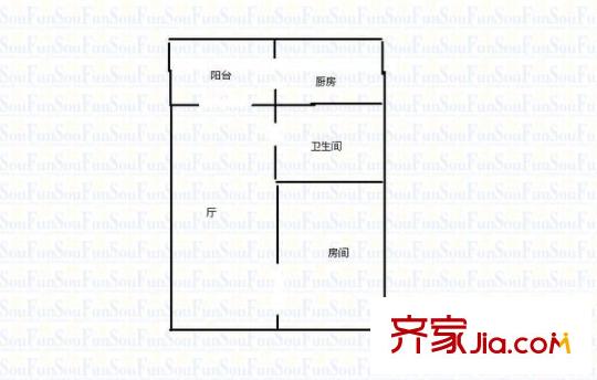 長盛樓 1室1廳 戶型圖