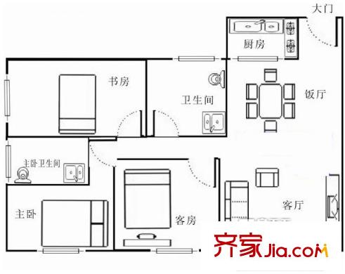 富貴樓 3室2廳2衛(wèi)